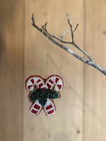 Kersthanger met kralen 'candy cane'