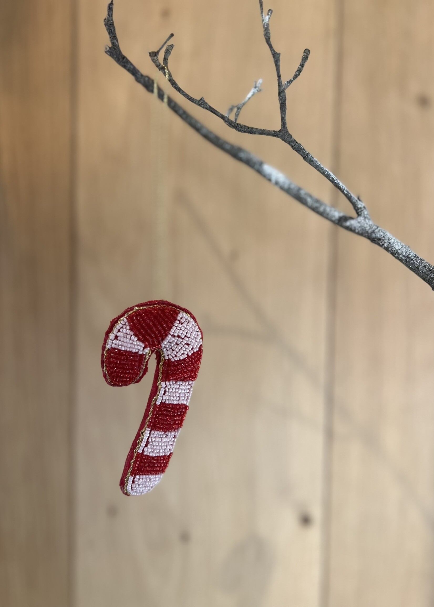 Kersthanger met kralen 'zuurstok'