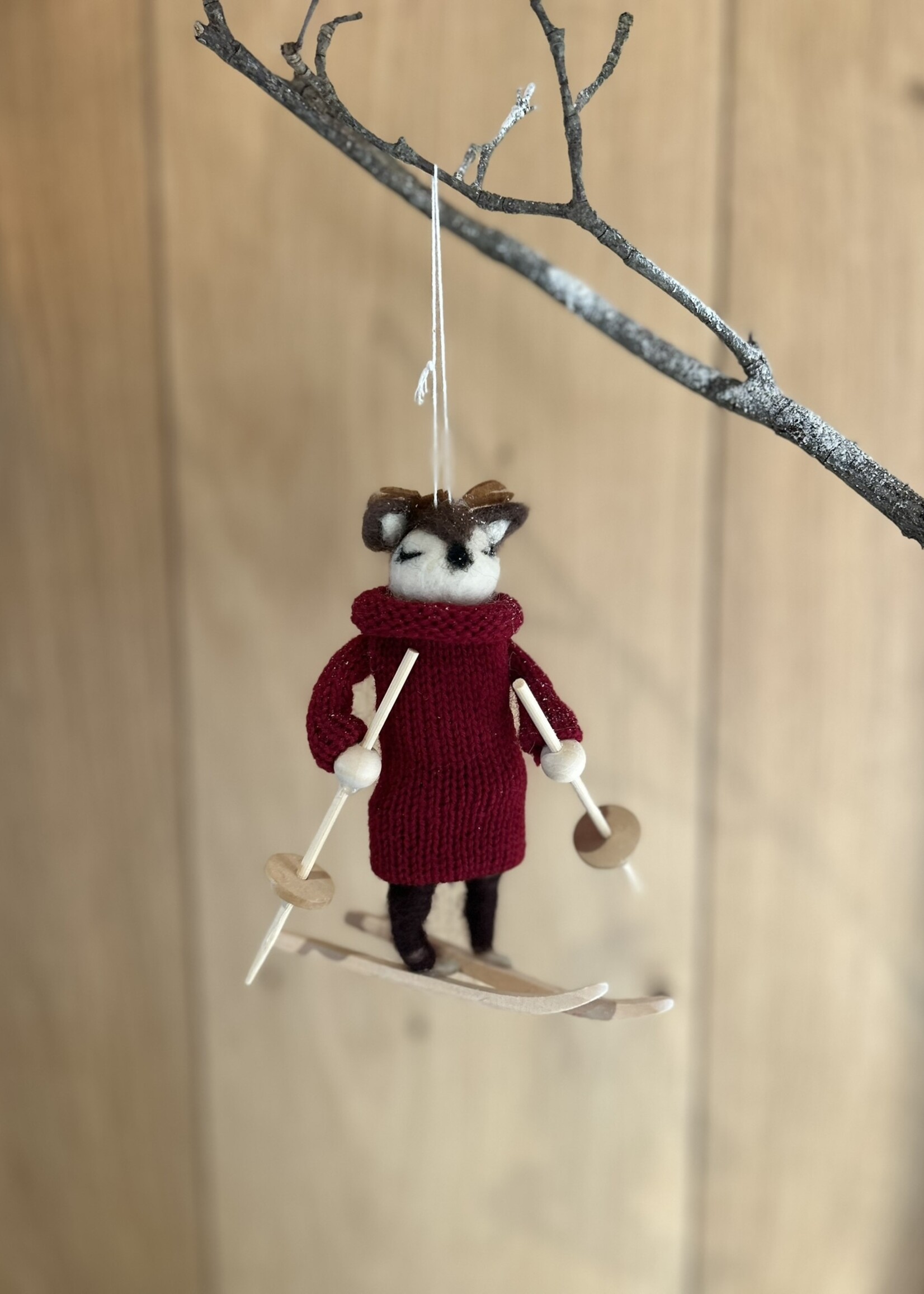 Wollen kersthanger rendier ski