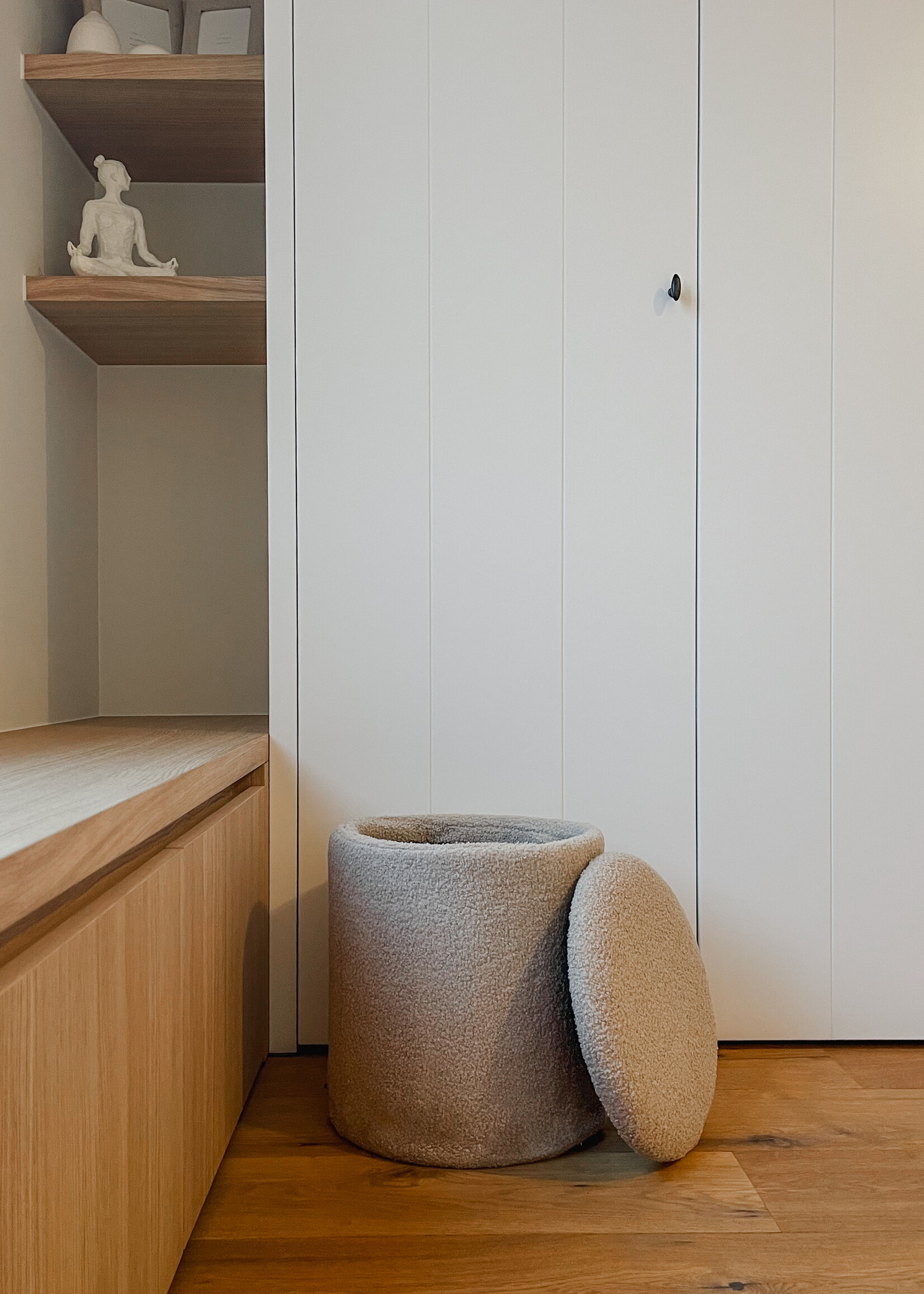 Opvouwbare poef teddy taupe