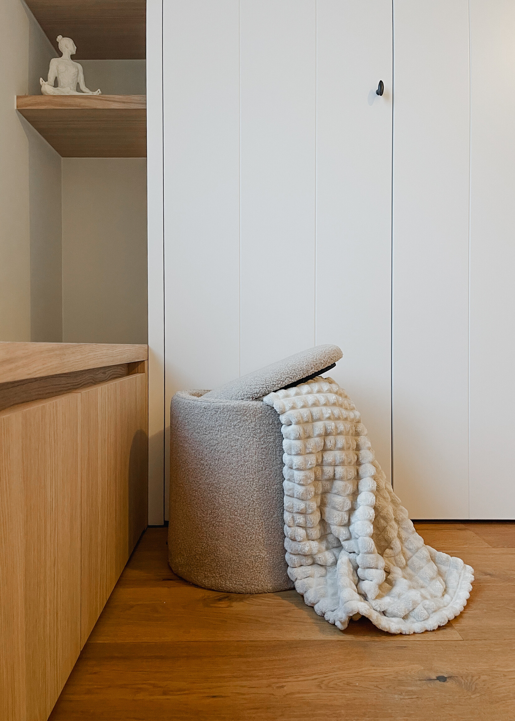 Opvouwbare poef teddy taupe