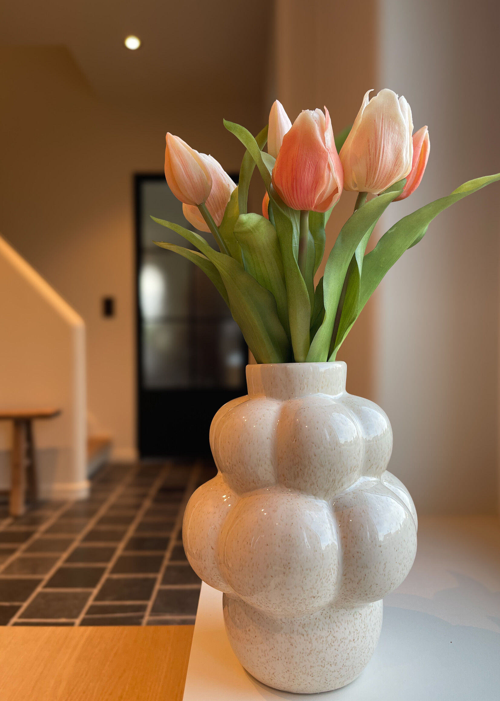 Vaas crème spikkel bubble smal