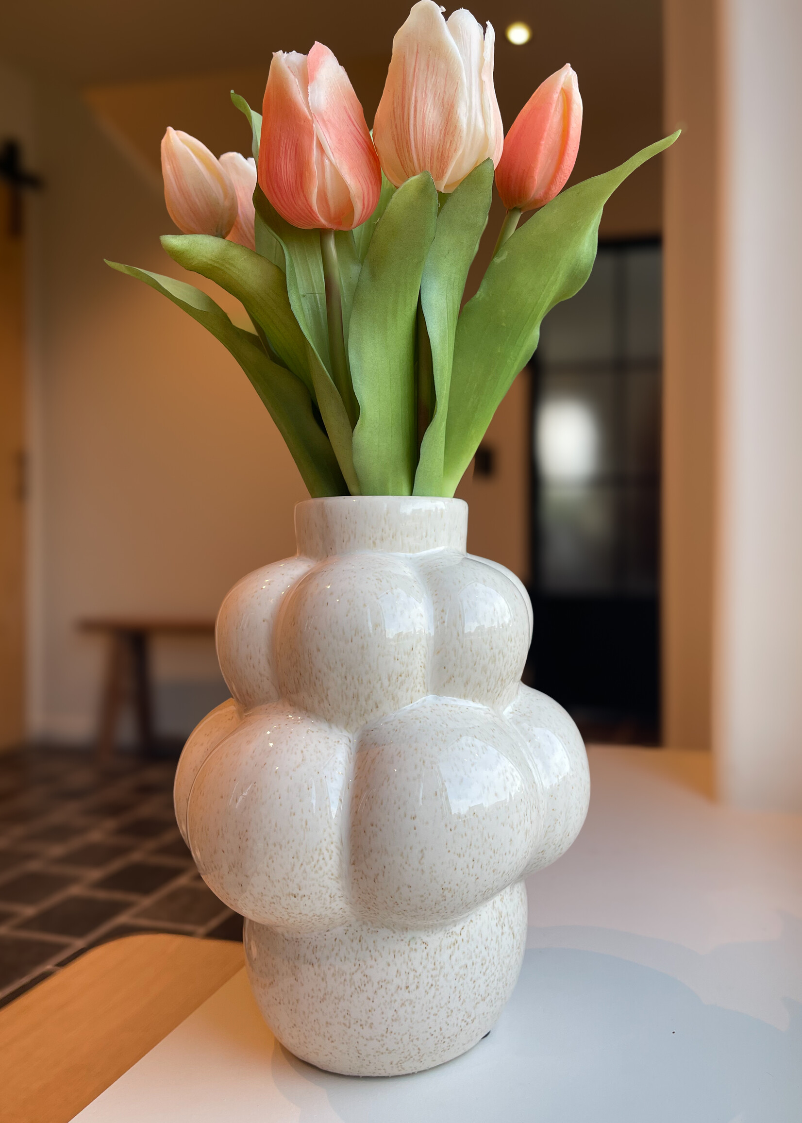 Vaas crème spikkel bubble smal