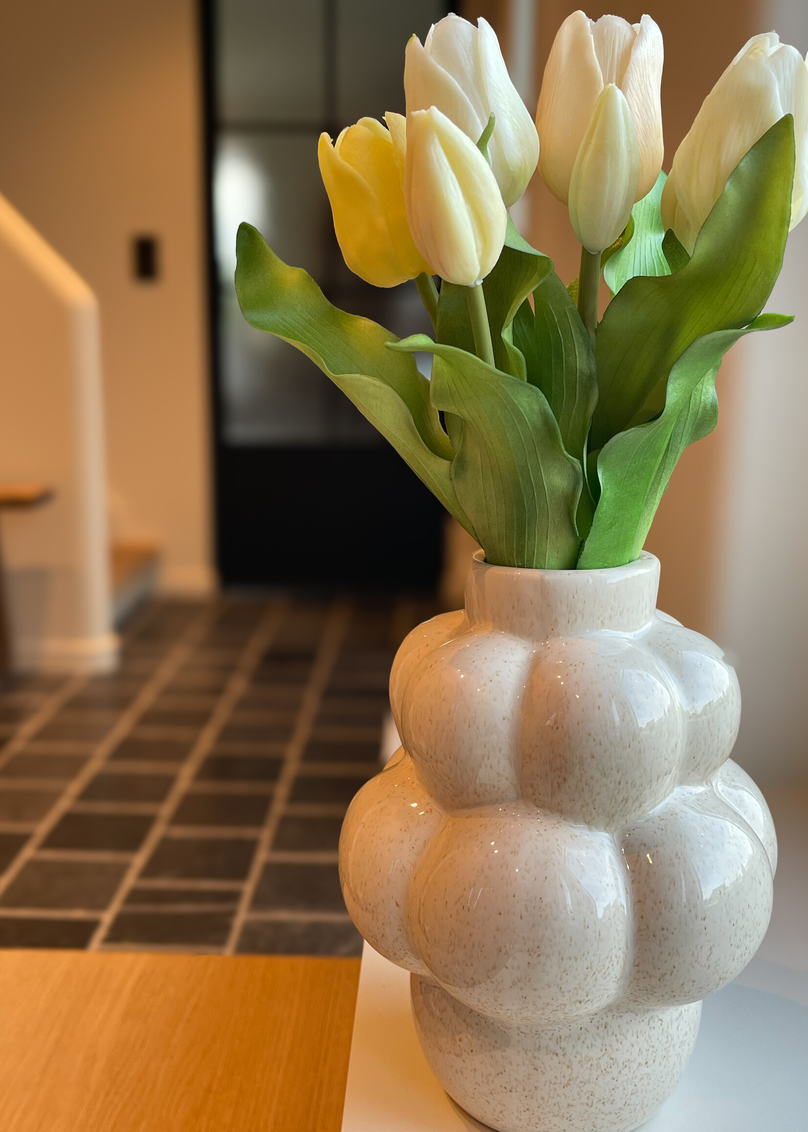 Vaas crème spikkel bubble smal