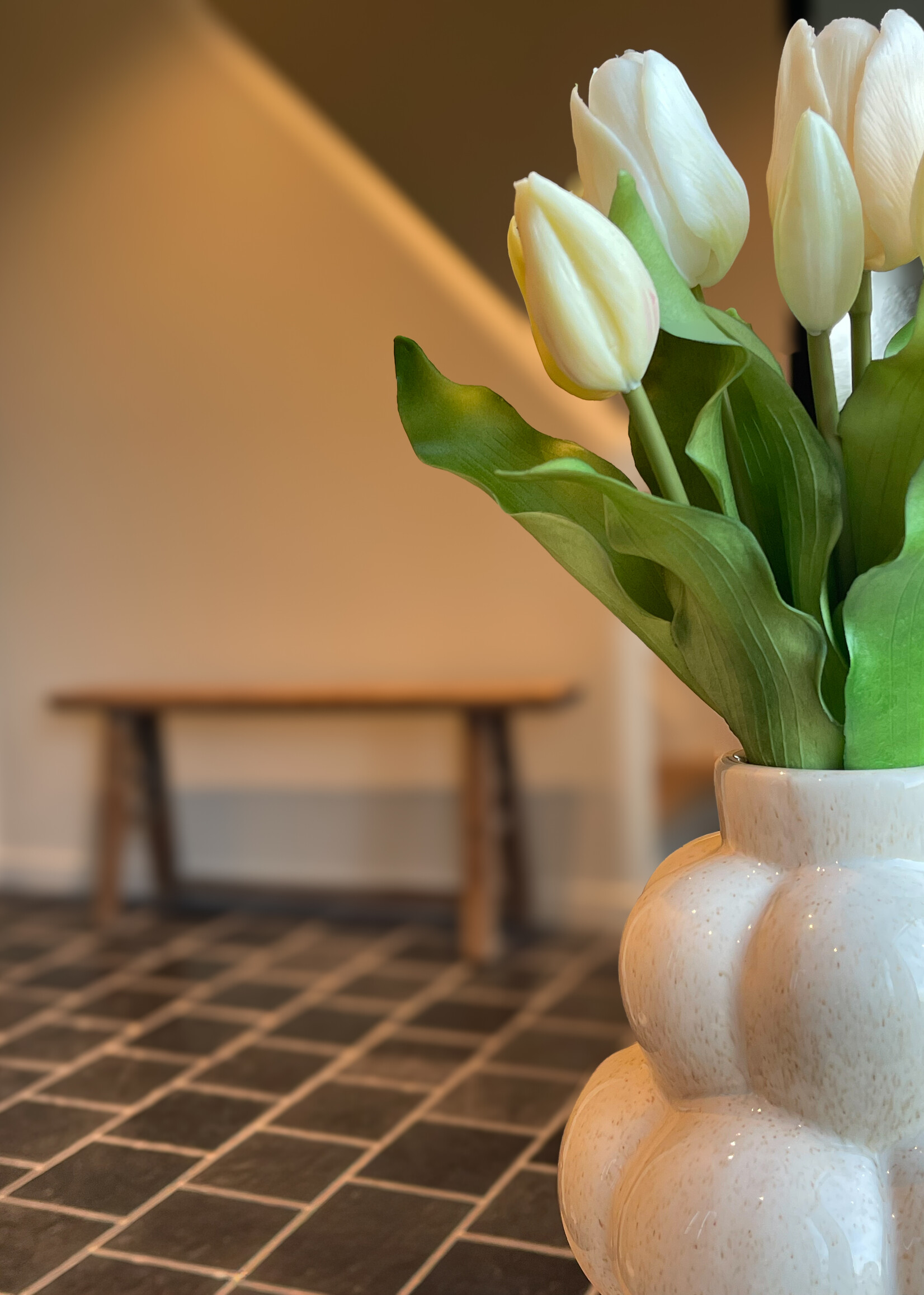 Vaas crème spikkel bubble smal