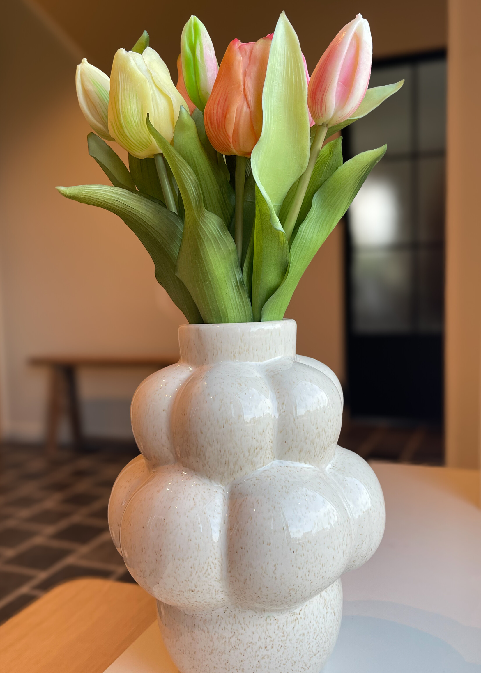 Vaas crème spikkel bubble smal