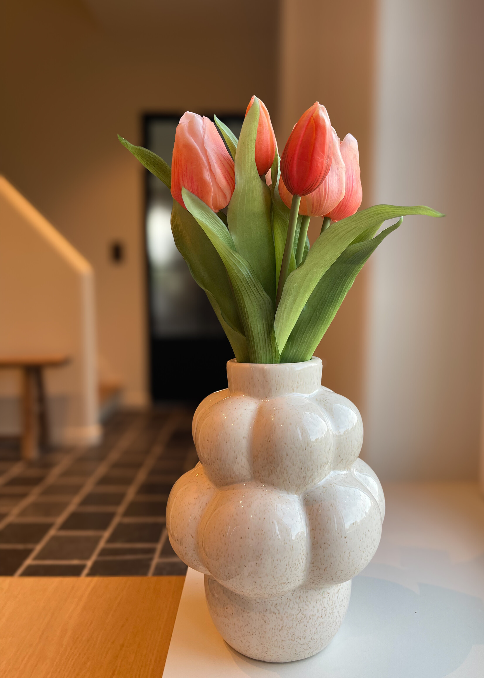 Vaas crème spikkel bubble smal