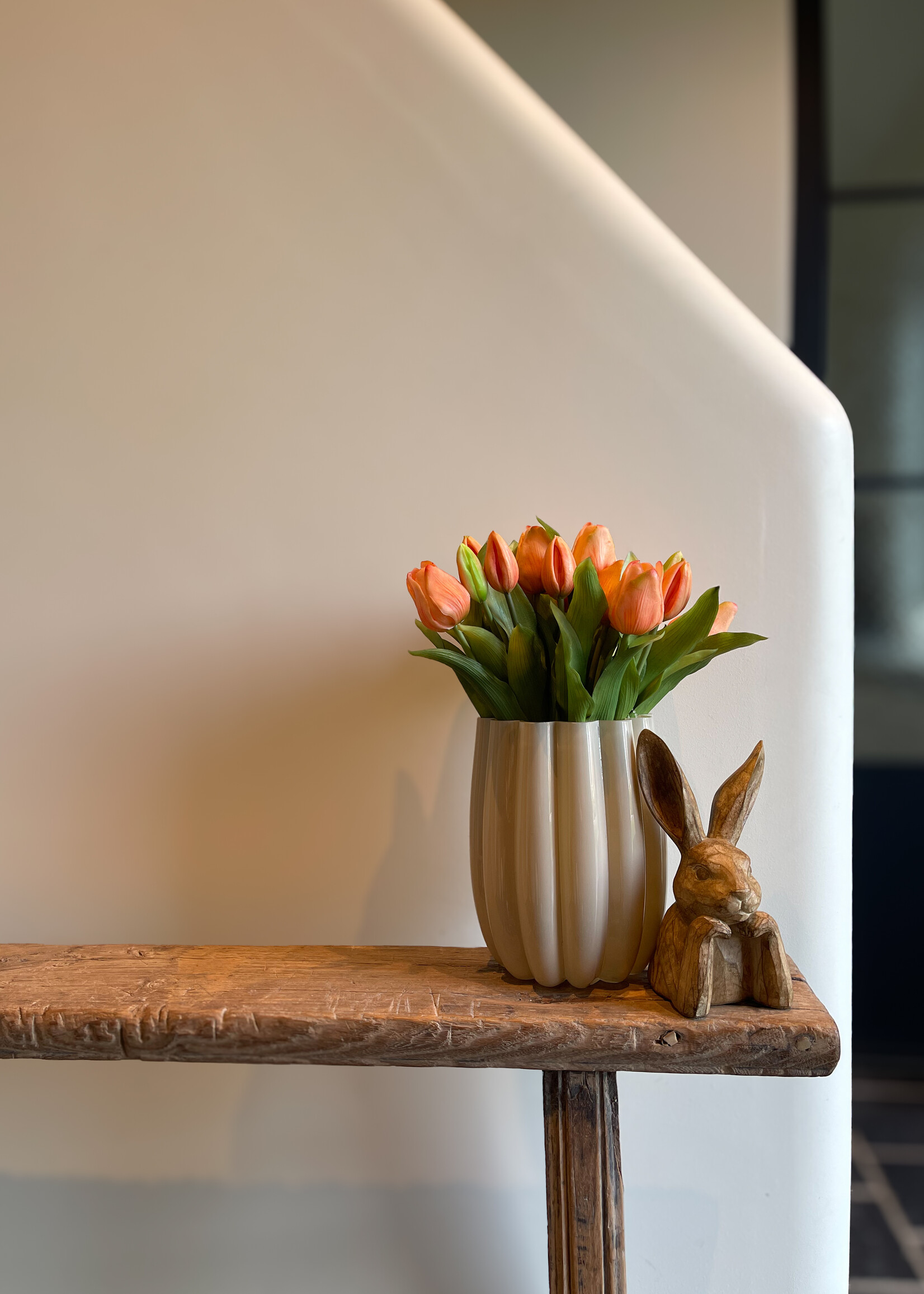 Vaas pêche gekartelde rand glas