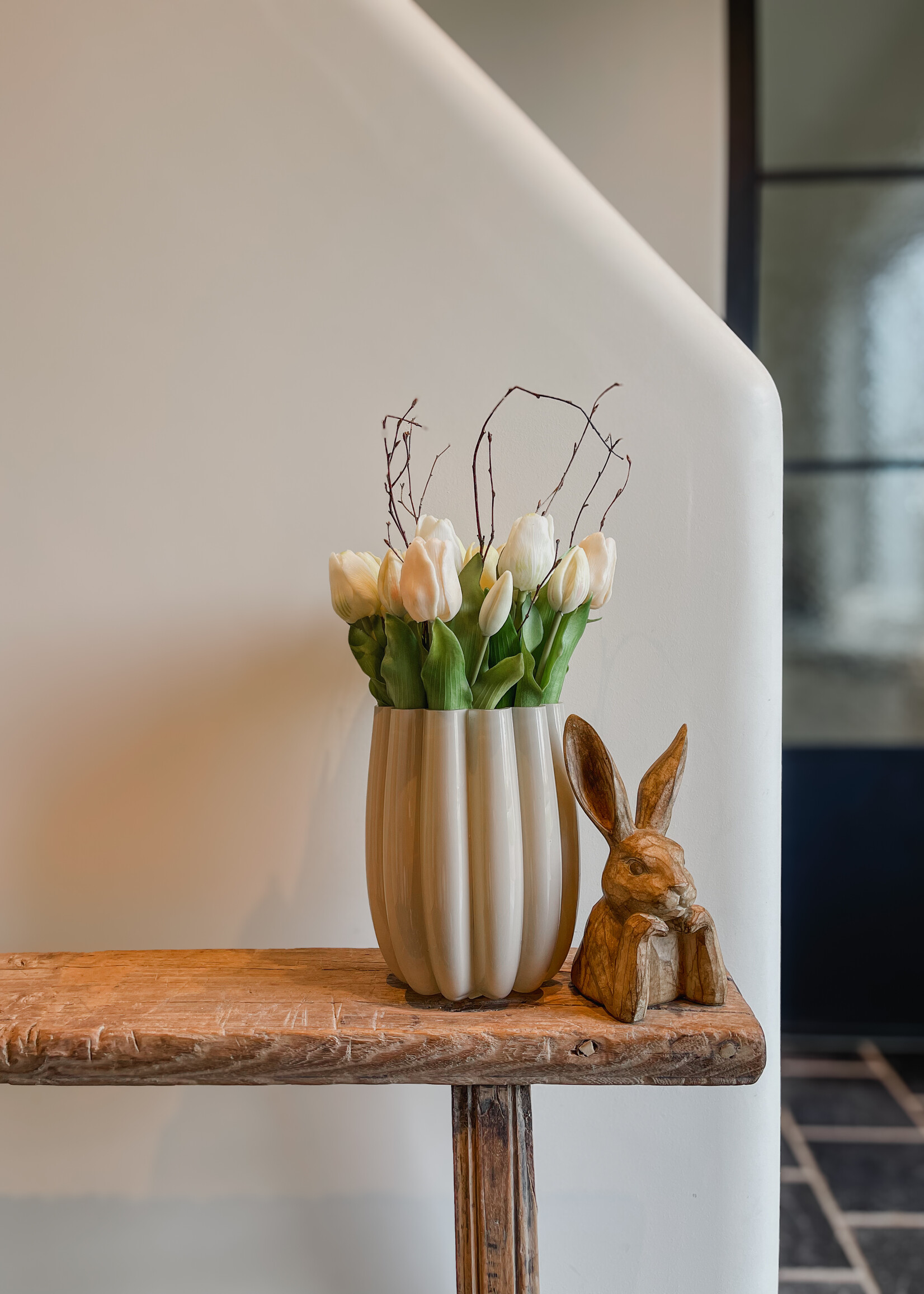 Vaas pêche gekartelde rand glas