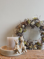 Dienblad aardewerk beige met opstaande rand dia 18 cm