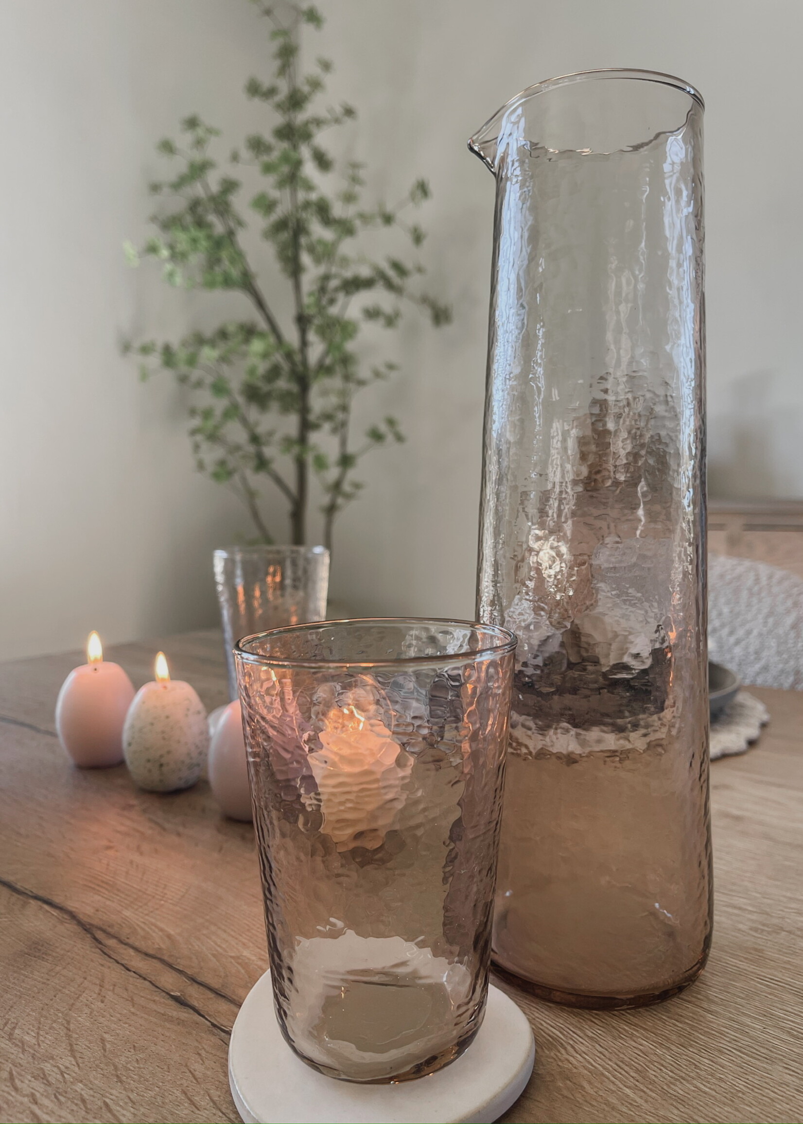 Waterglas gehamerd 'brown'