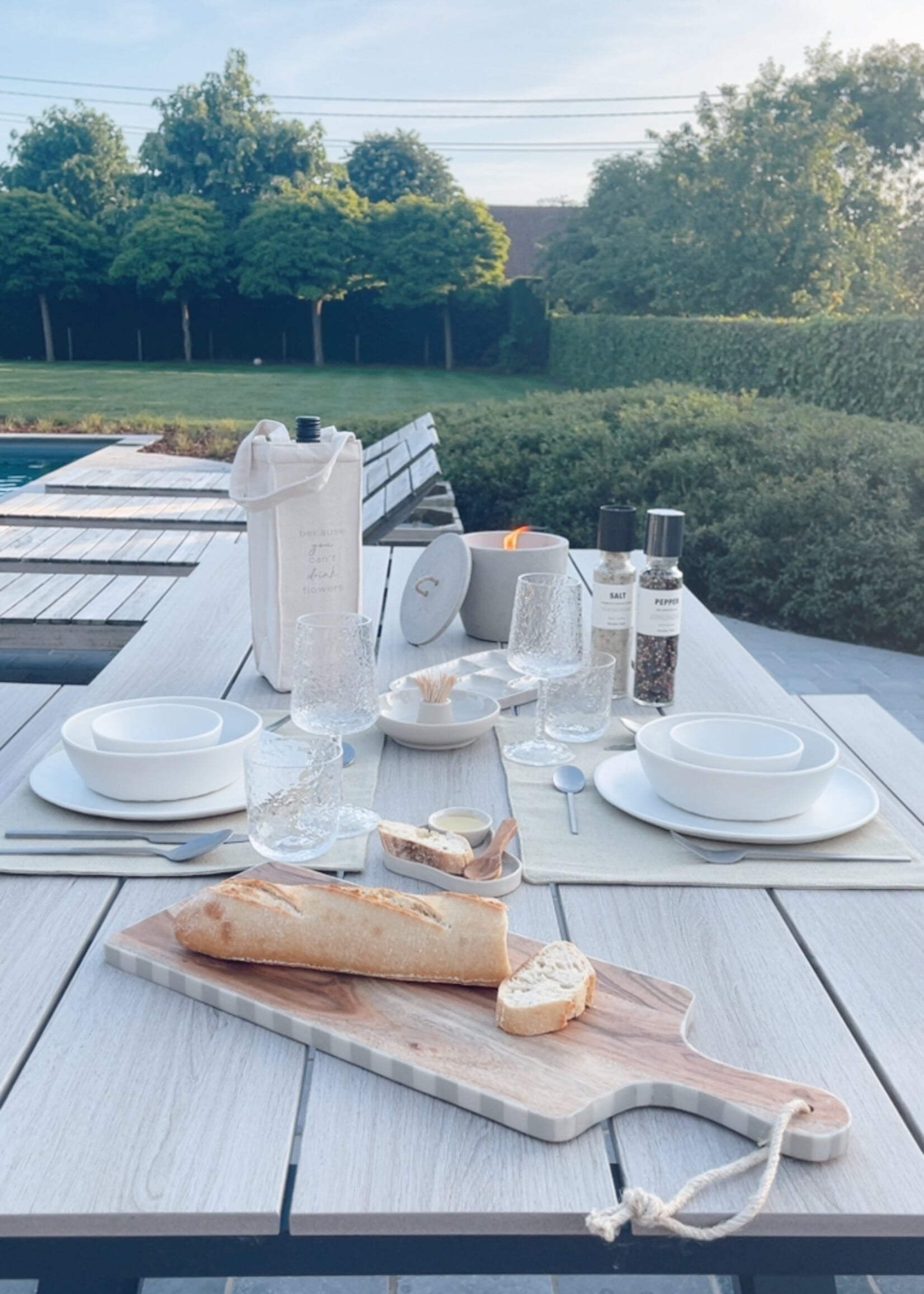 Serveerplank hout gestreept taupe L