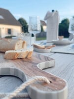 Serveerplank hout gestreept taupe L