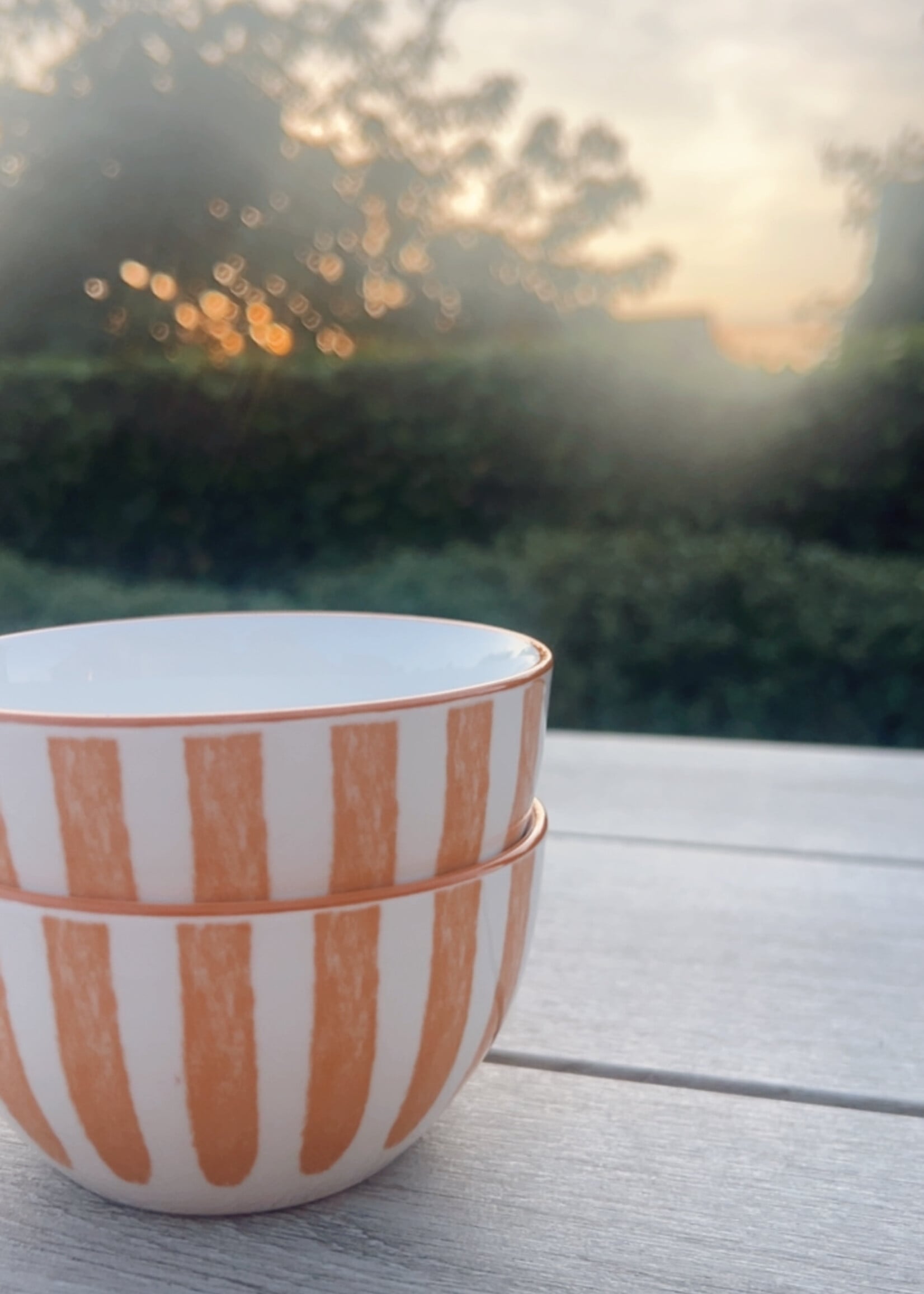 Zomers kommetje gestreept 'orange'