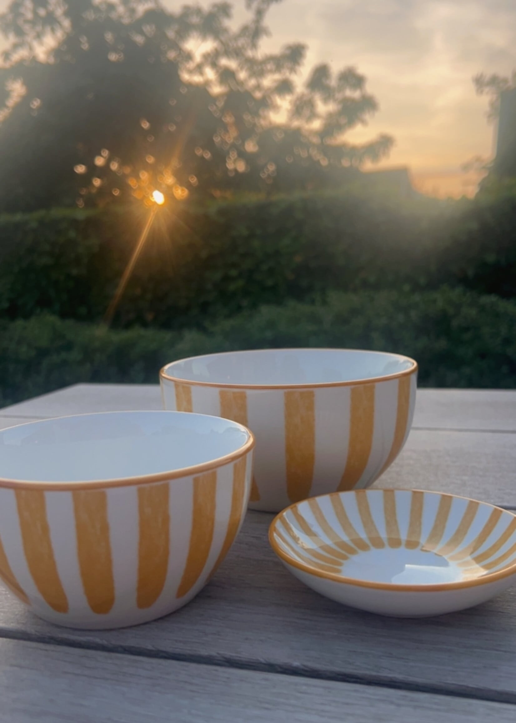Zomers schaaltje gestreept laag 'yellow'
