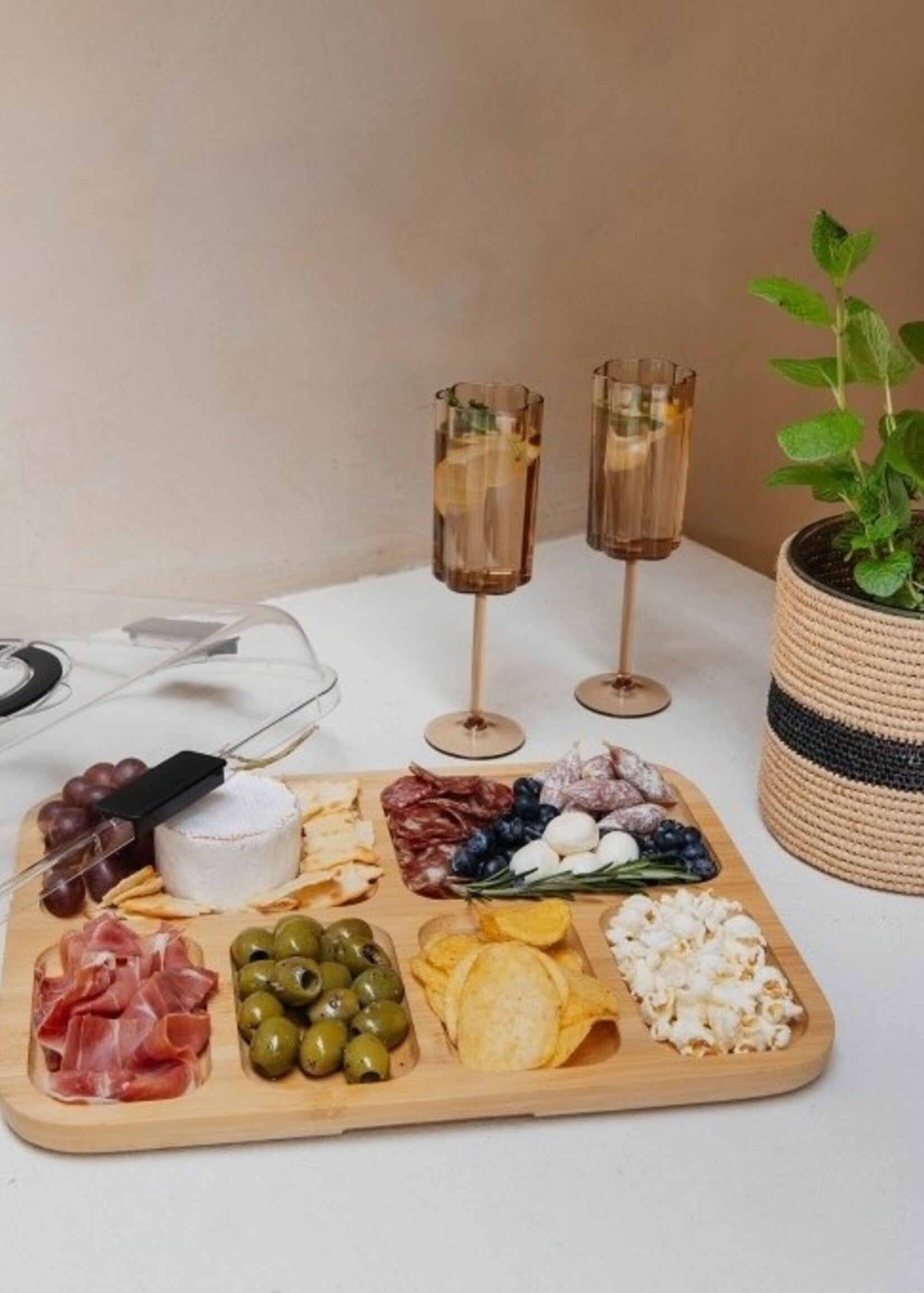Aperitiefbord bamboe met deksel