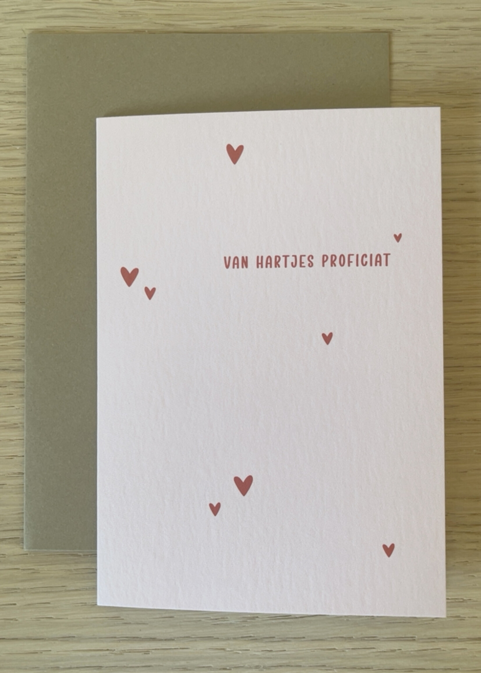 Dubbele wenskaart 'Van hartjes proficiat'