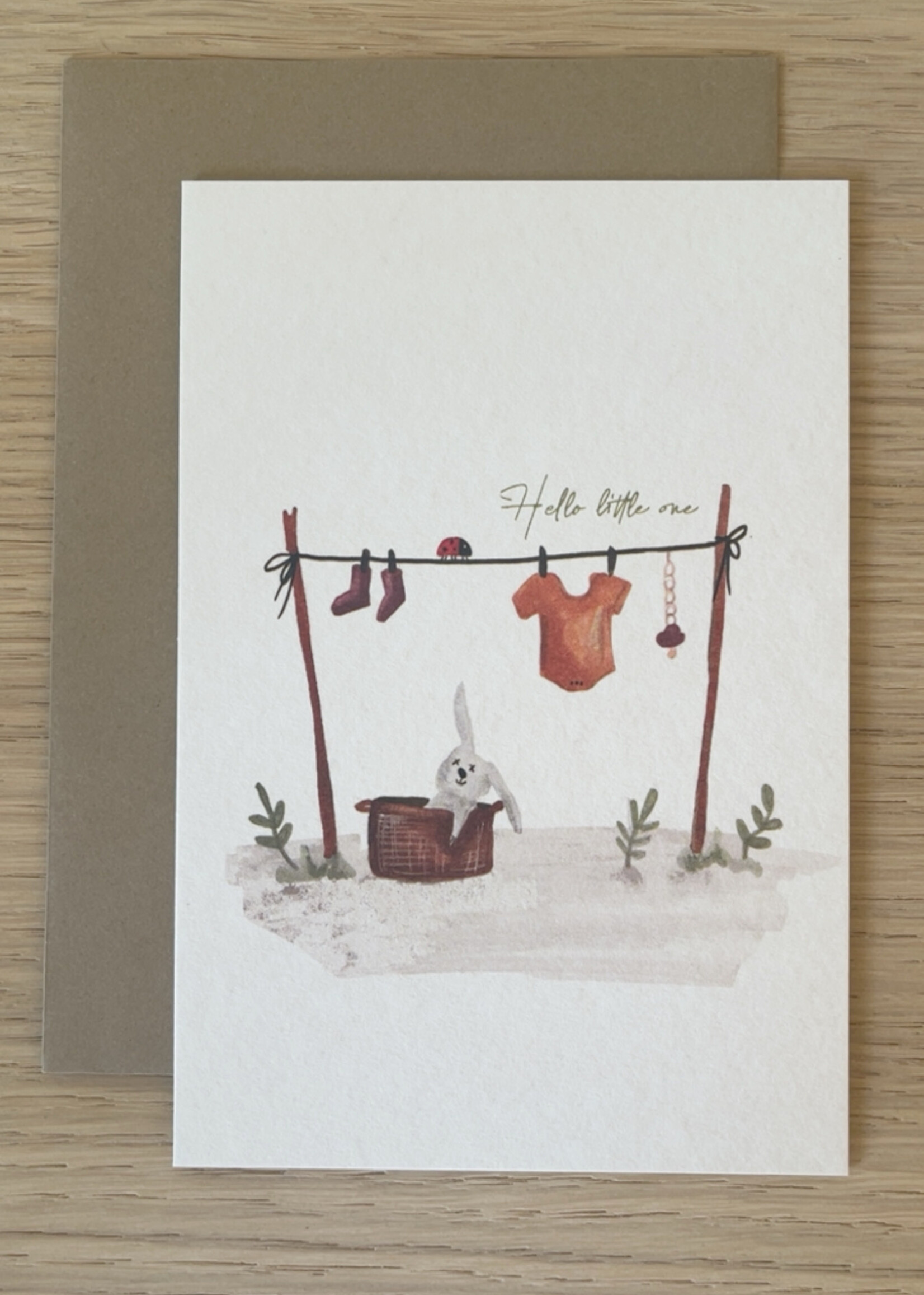Enkele kaart 'hello little one - waslijn'