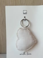 Sleutelhanger hartje gestoffeerd 'with love'
