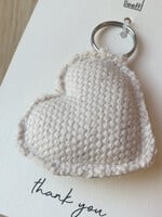 Sleutelhanger hartje gestoffeerd 'thank you'