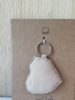 Sleutelhanger hartje gestoffeerd 'veel liefs'