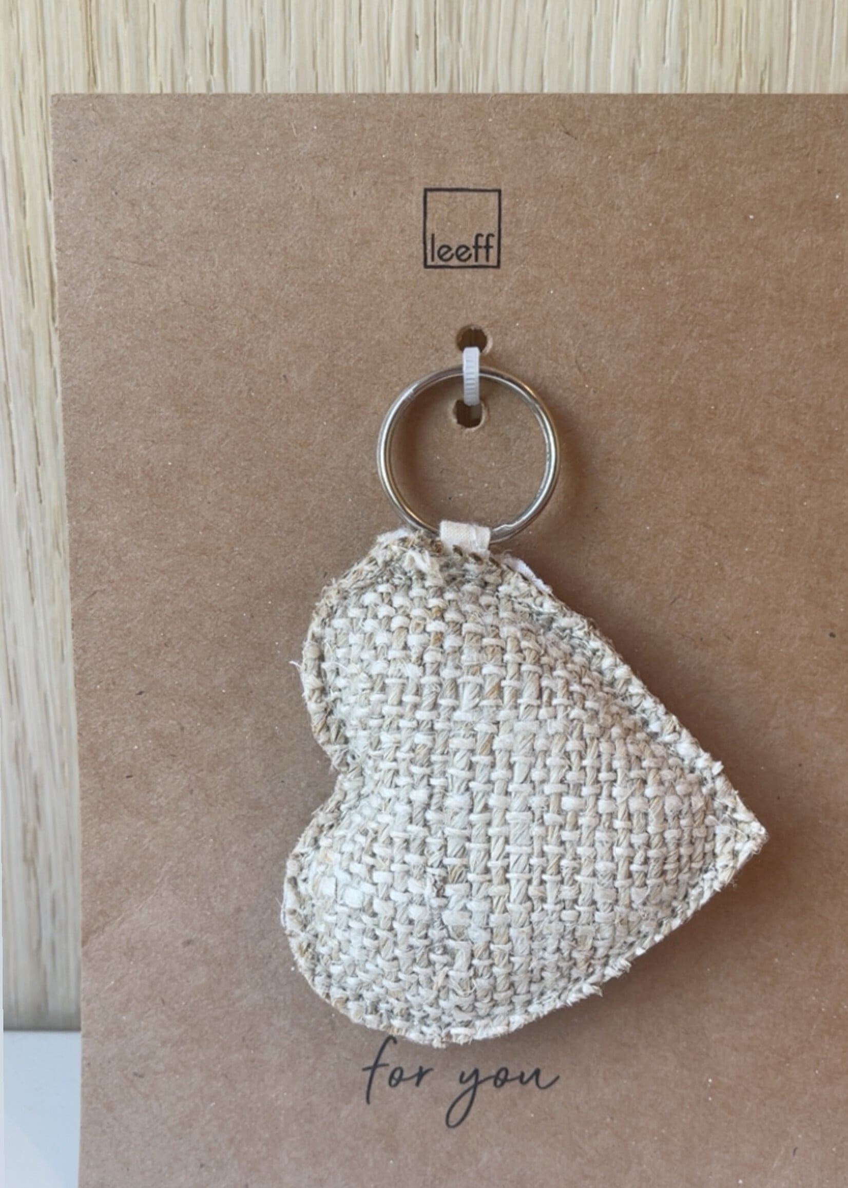 Sleutelhanger hartje gestoffeerd 'for you'