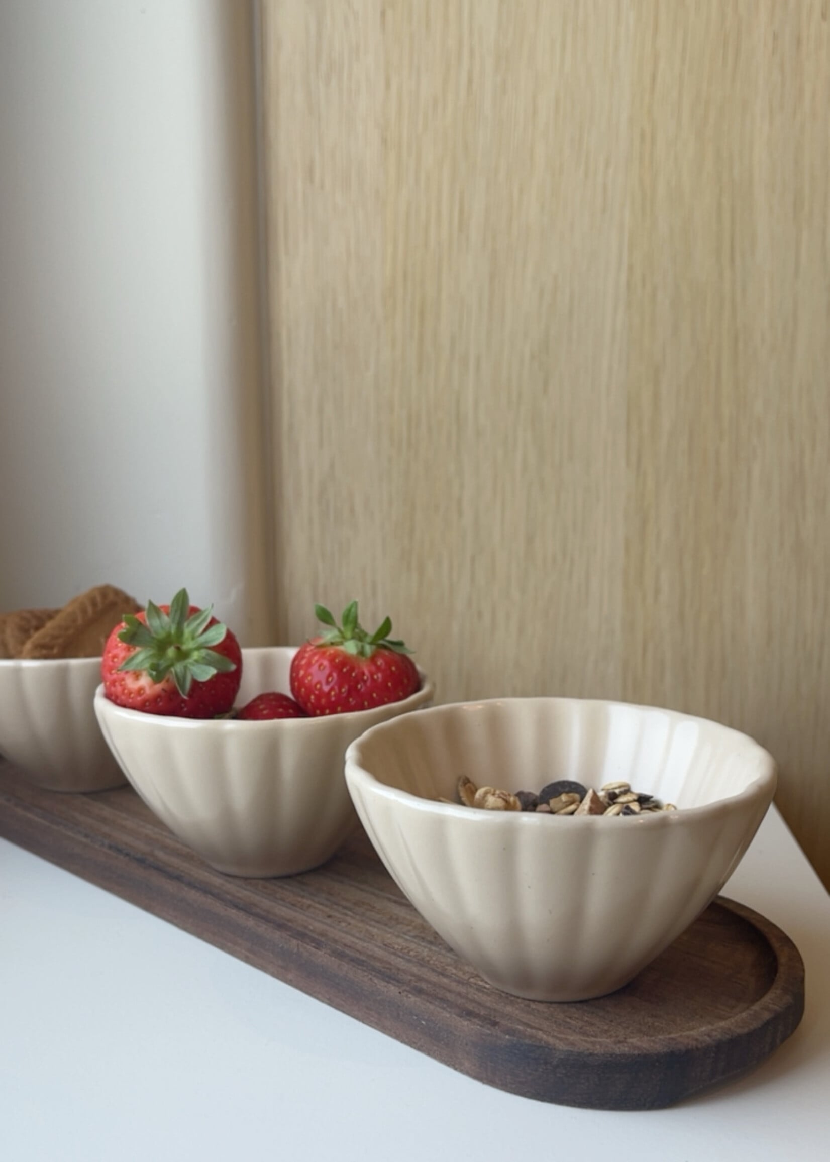 Serveerset schaaltjes schelp beige