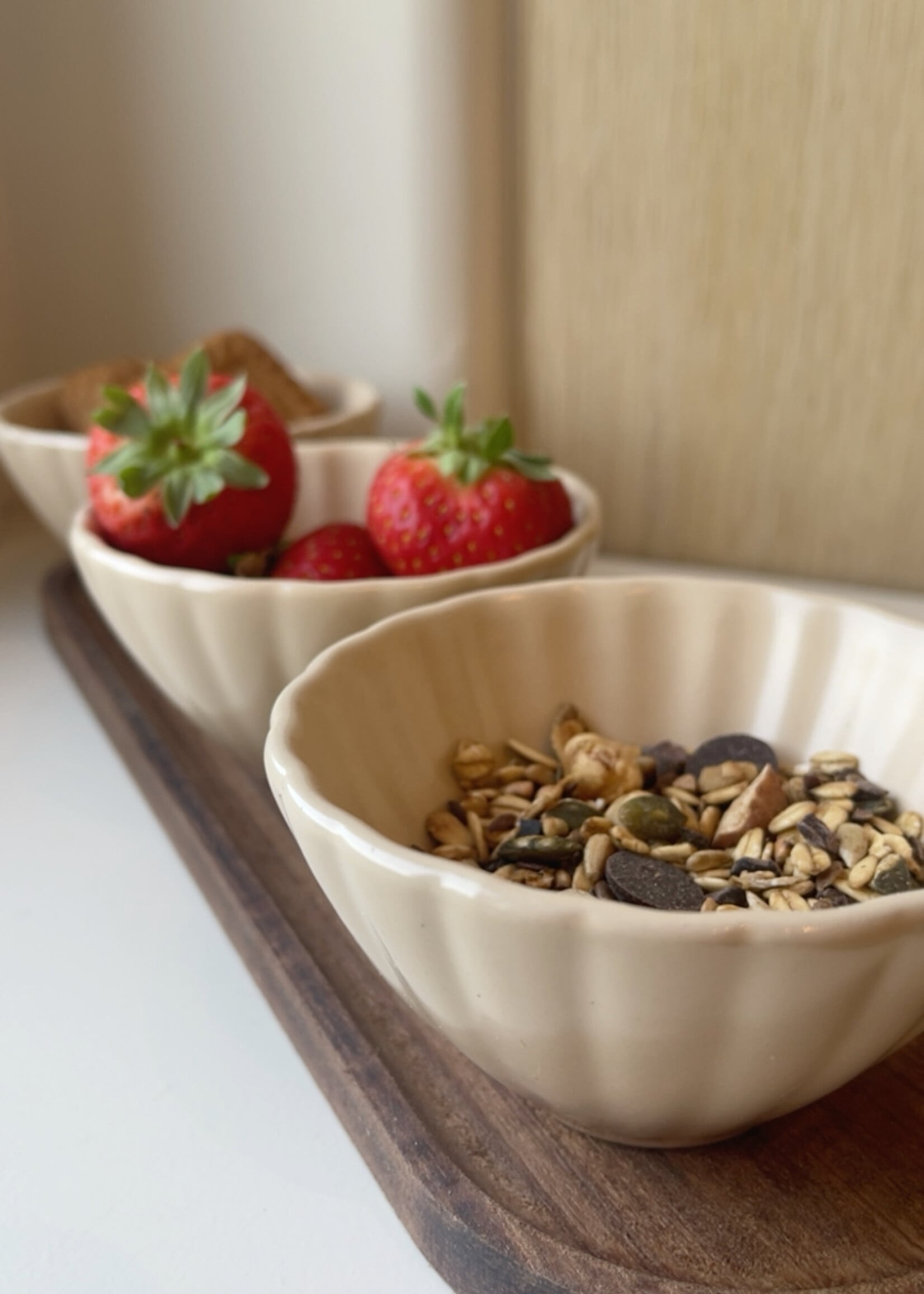 Serveerset schaaltjes schelp beige