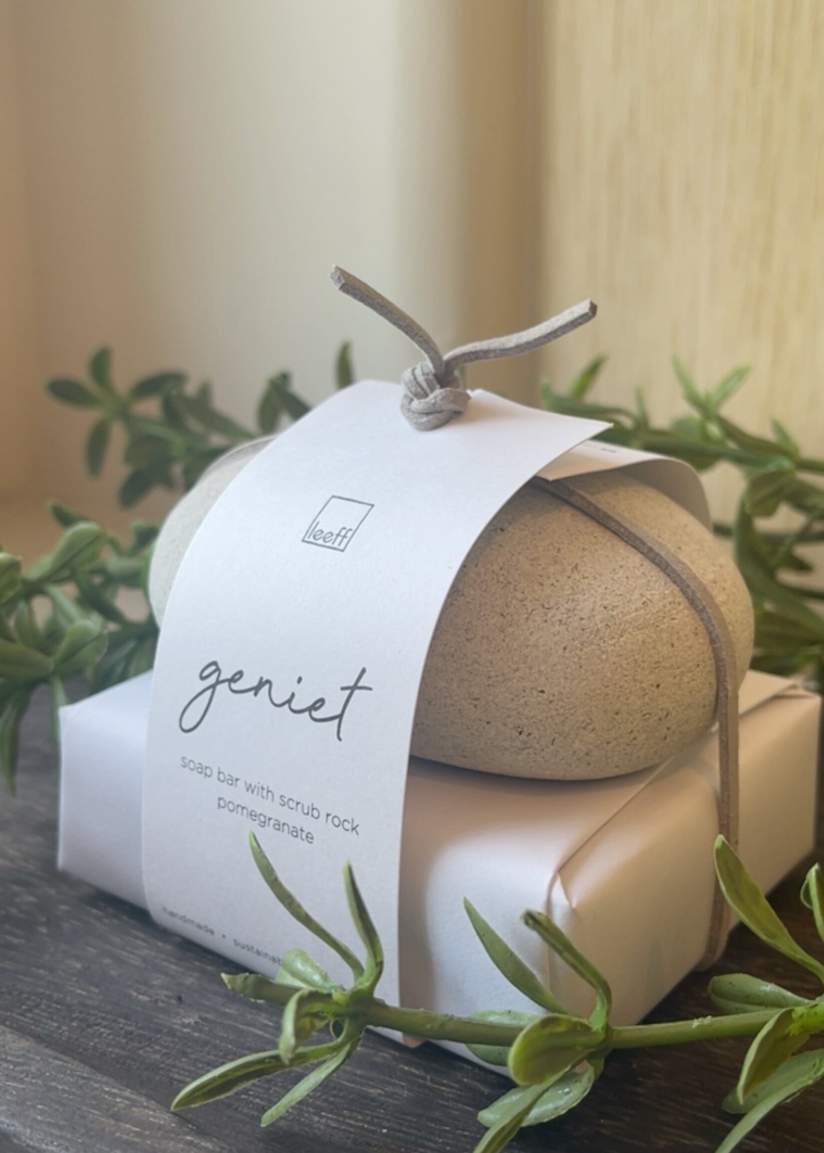 Steenscrub met zeepblok 'pomegranate' - GENIET
