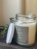Kaars glas met quote 'dank je wel'