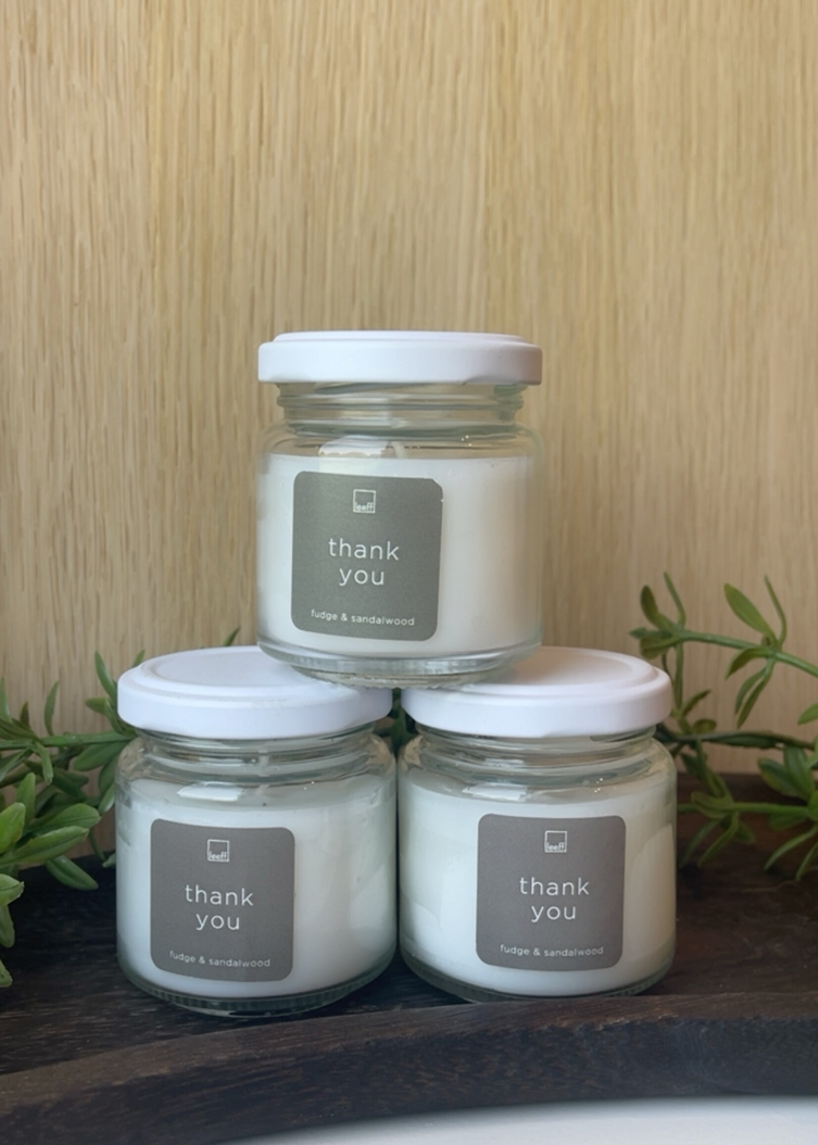 Kaars glas met quote S 'Thank you'