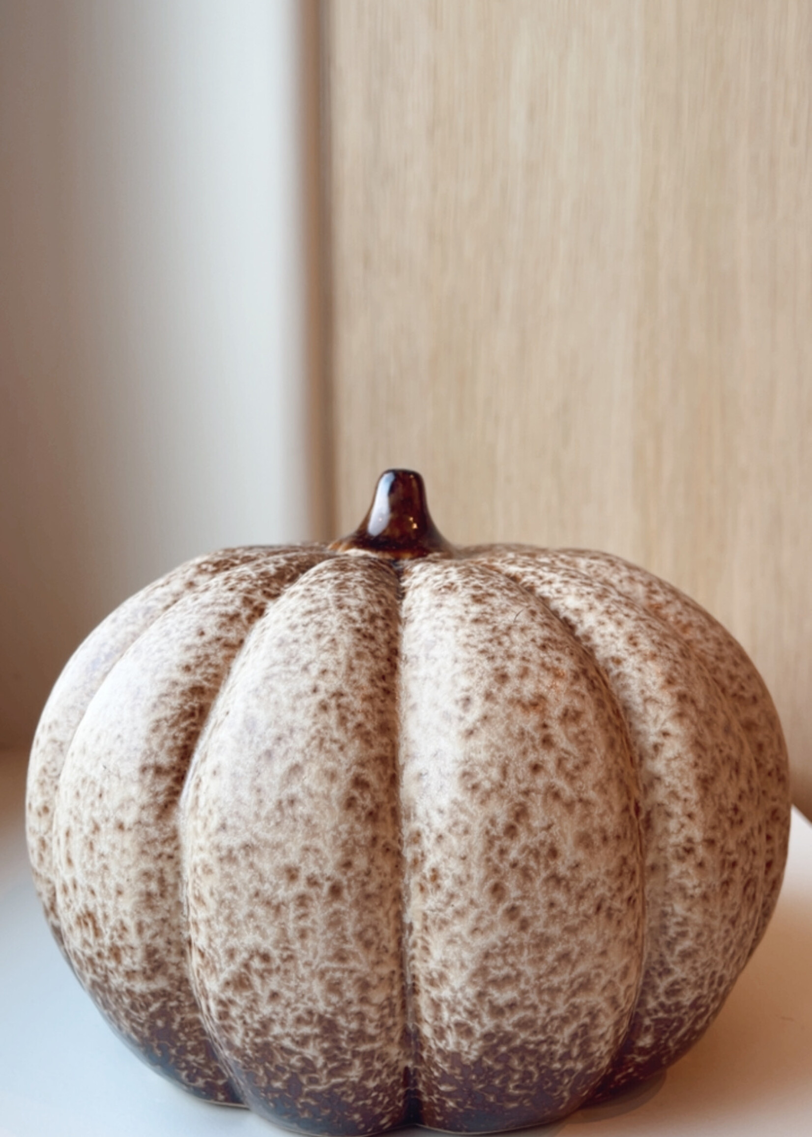 Pompoen bol plat beige/bruin L