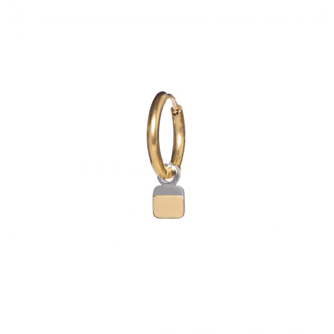 Oorring stripe square goud