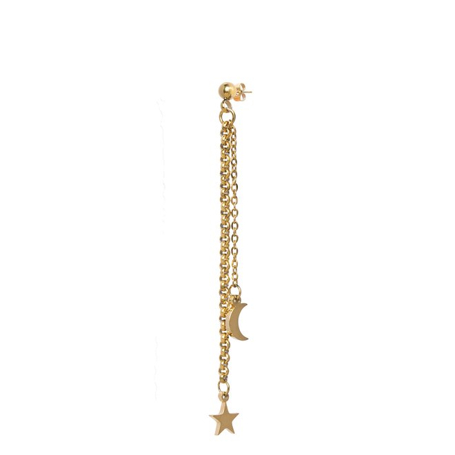 Oorknopje chain moonstar goud