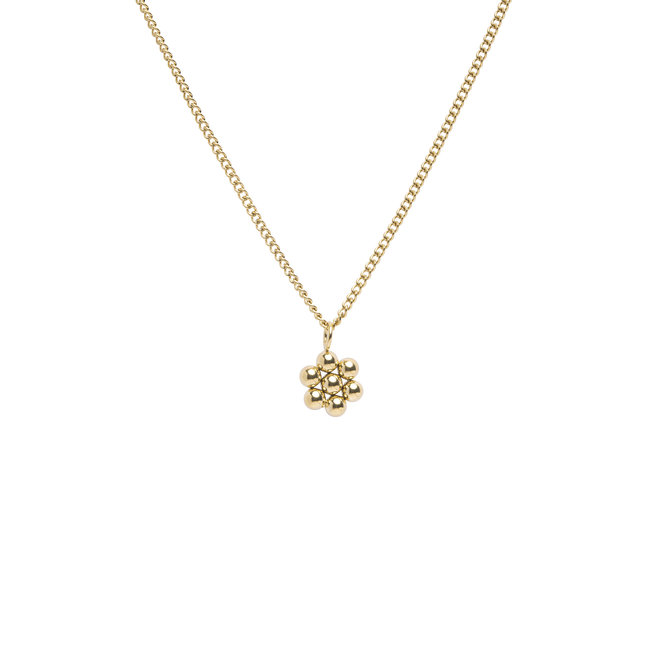 Ketting 3D flower kort goud