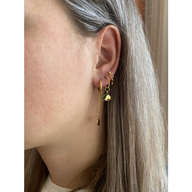 Oorknopjes oranje granaat goud