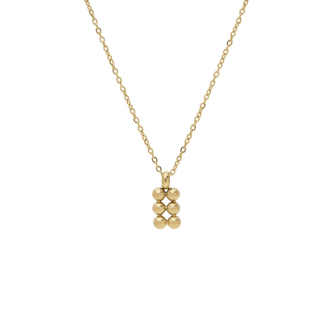 Ketting rechthoek 3d bolletjes goud