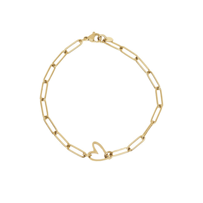 Armband chain big heart goud