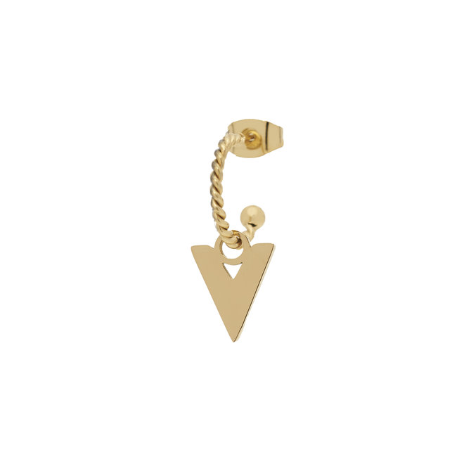 Oorring twisted V shape goud