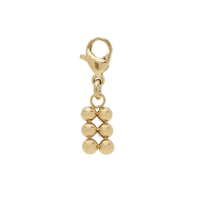 Charm rechthoek 3d bolletjes goud