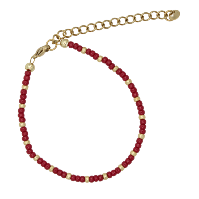 armband miyuki goud/rood