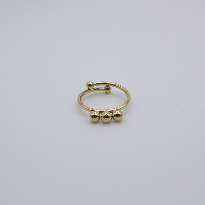 ring 3x 3d bolletjes goud