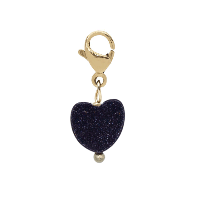 Charm heart blue goldstone goud