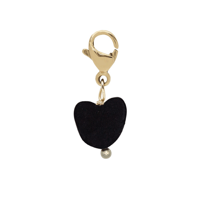 Charm heart onyx  goud