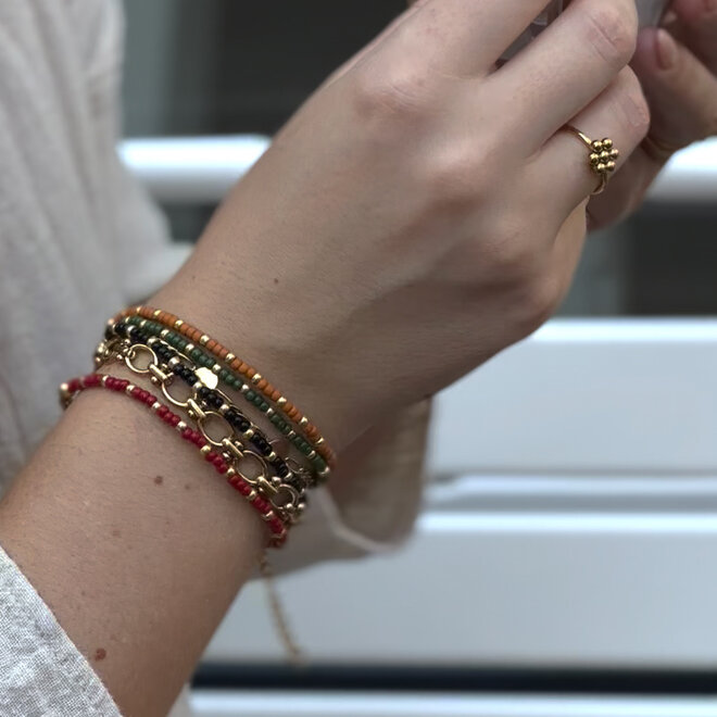 armband miyuki goud/rood