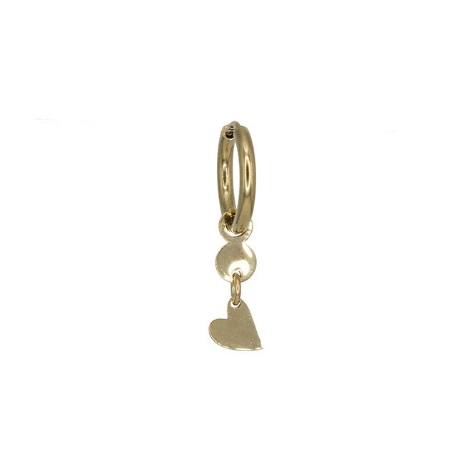 Oorring coin heart goud