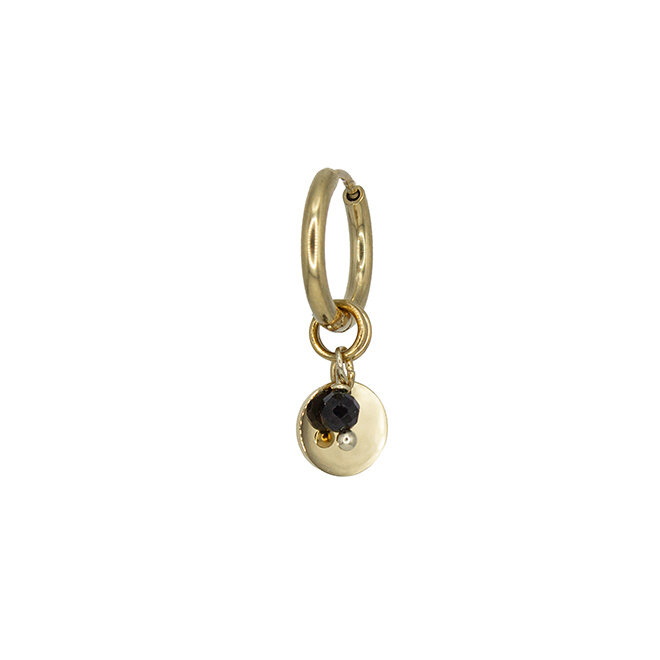 Oorring coin onyx goud