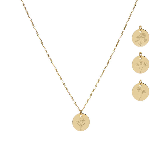 PRE ORDER Gepersonaliseerde geboortebloem ketting small | 1 bedel