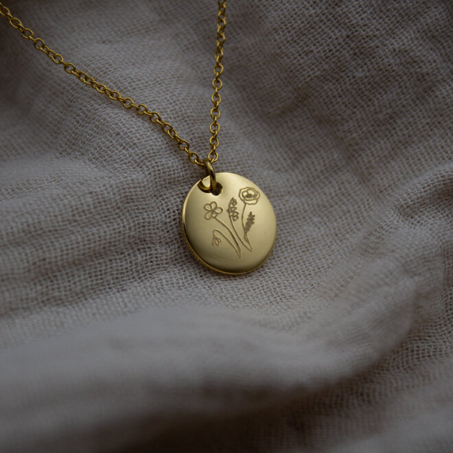 Gepersonaliseerde geboortebloem ketting small | 1 bedel