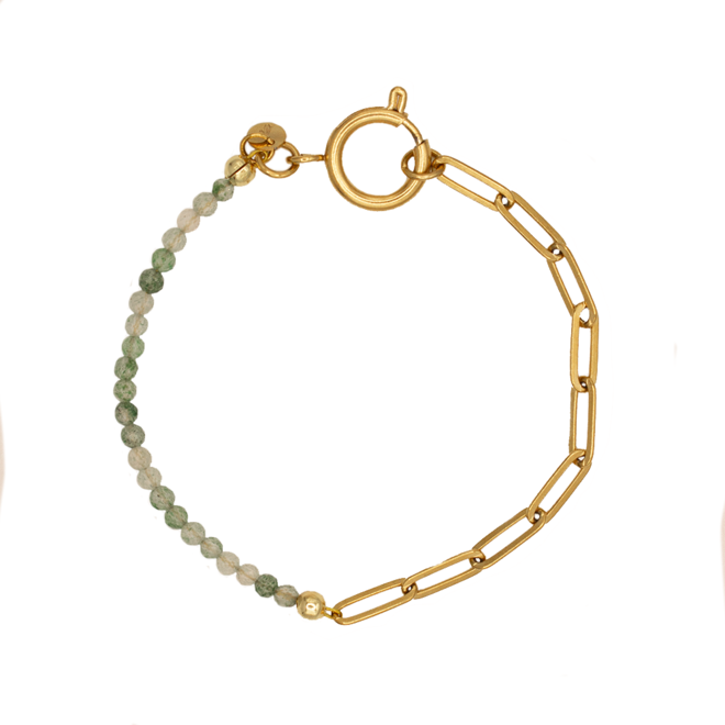 Armband chain big groene aventurijn goud